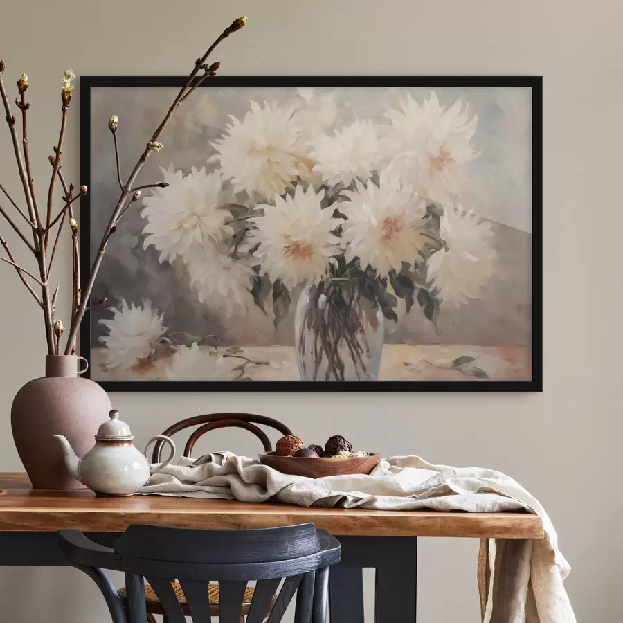 Fototapeedid Krüsanteemid vaasis imitatsiooni maalimine f42744