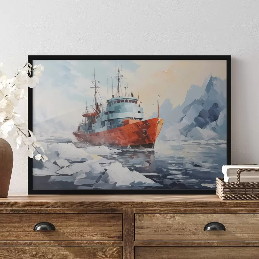 Fototapeedid Punane laev jää vahel f42750