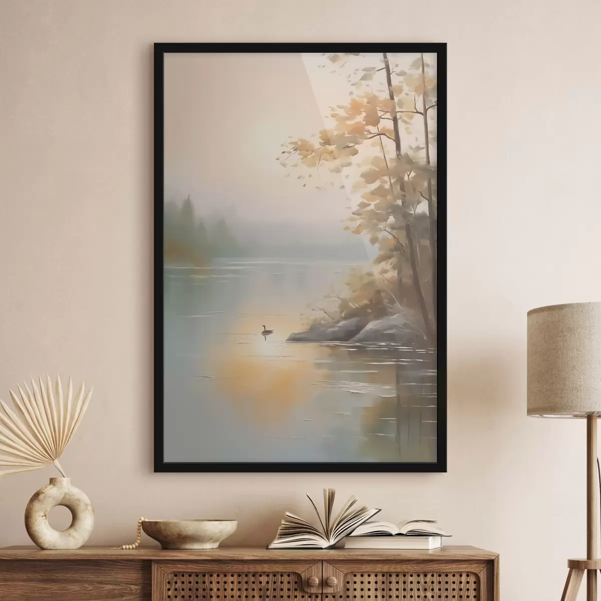 Plakat Puu tiigi ääres maastikul f42757