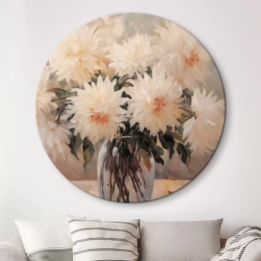 Pilt Krüsanteemid vaasis imitatsiooni maalimine r42744