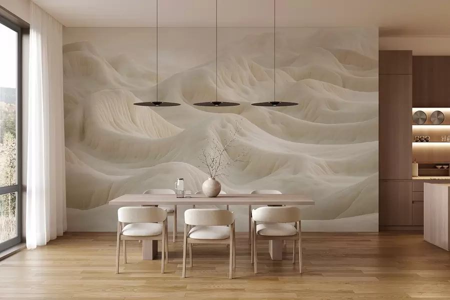 Fototapeedid Helebeež maastik koos künklike küngaste ja luidetega w08693v1