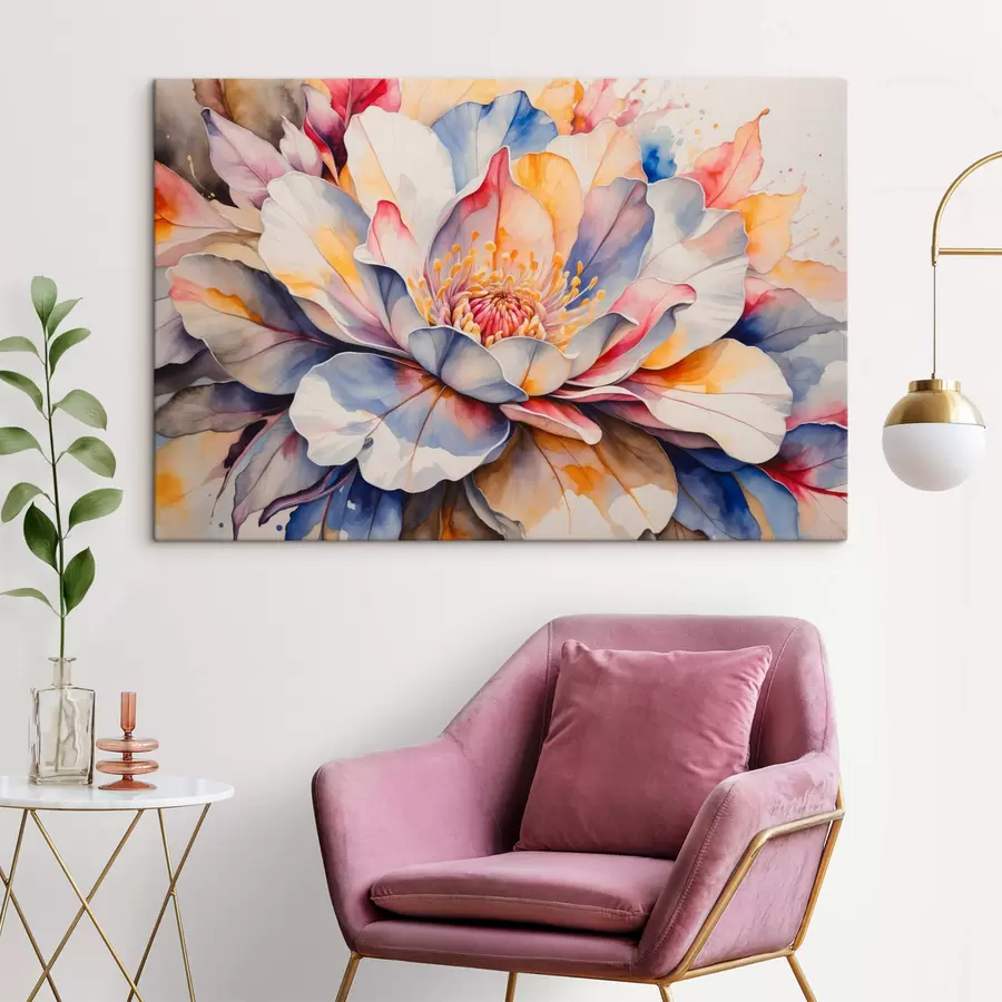 Pilt Mitmevärviline lill koos akvarelliimitatsiooniga s42706