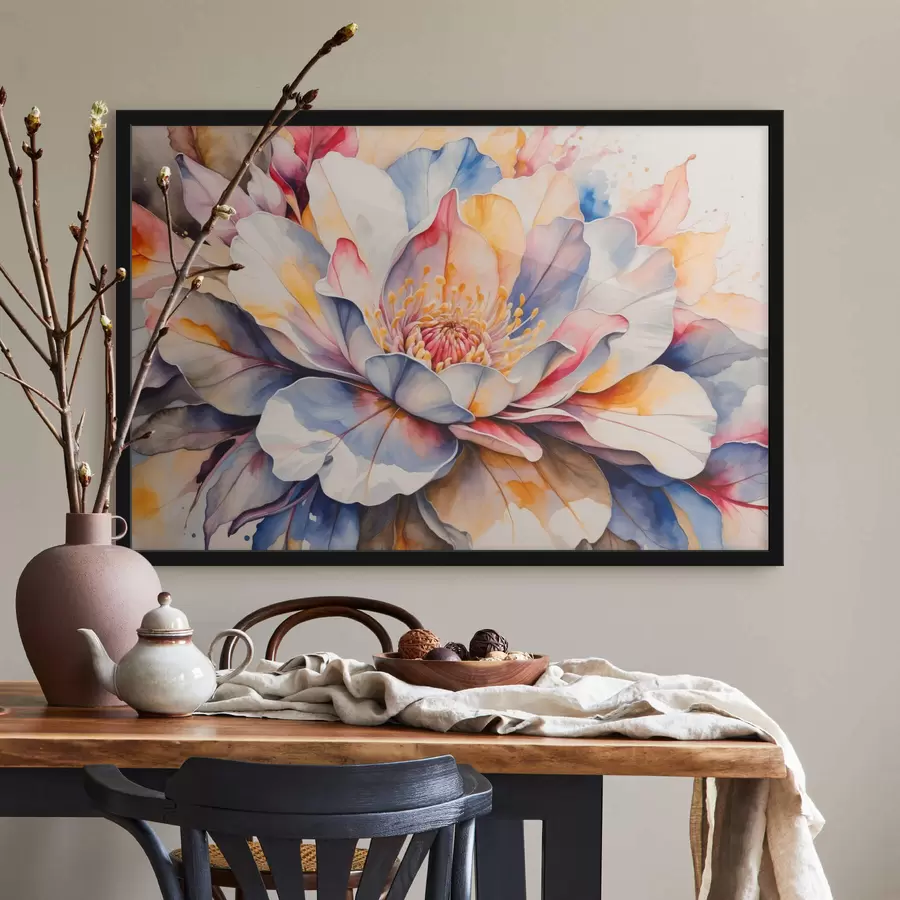 Fototapeedid Mitmevärviline lill koos akvarelliimitatsiooniga f42706