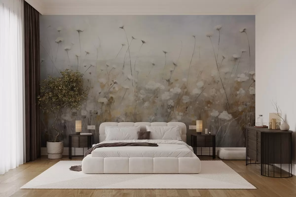 Fototapeedid Betoonsein lilledega grunge stiilis w02972