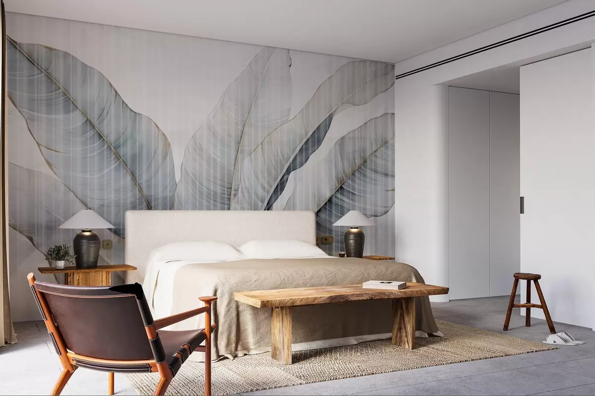 Fototapeedid Suured lehed seinal w02982