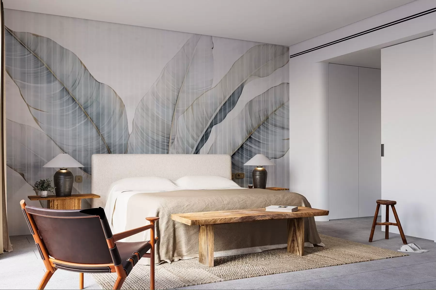 Fototapeedid Suured lehed seinal w02982