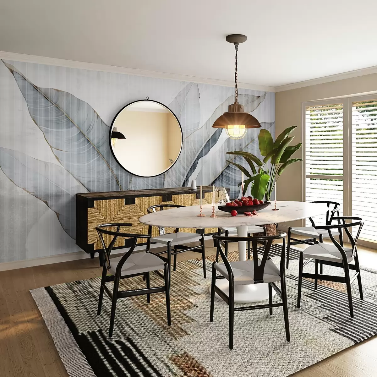 Fototapeedid Suured lehed seinal w02982