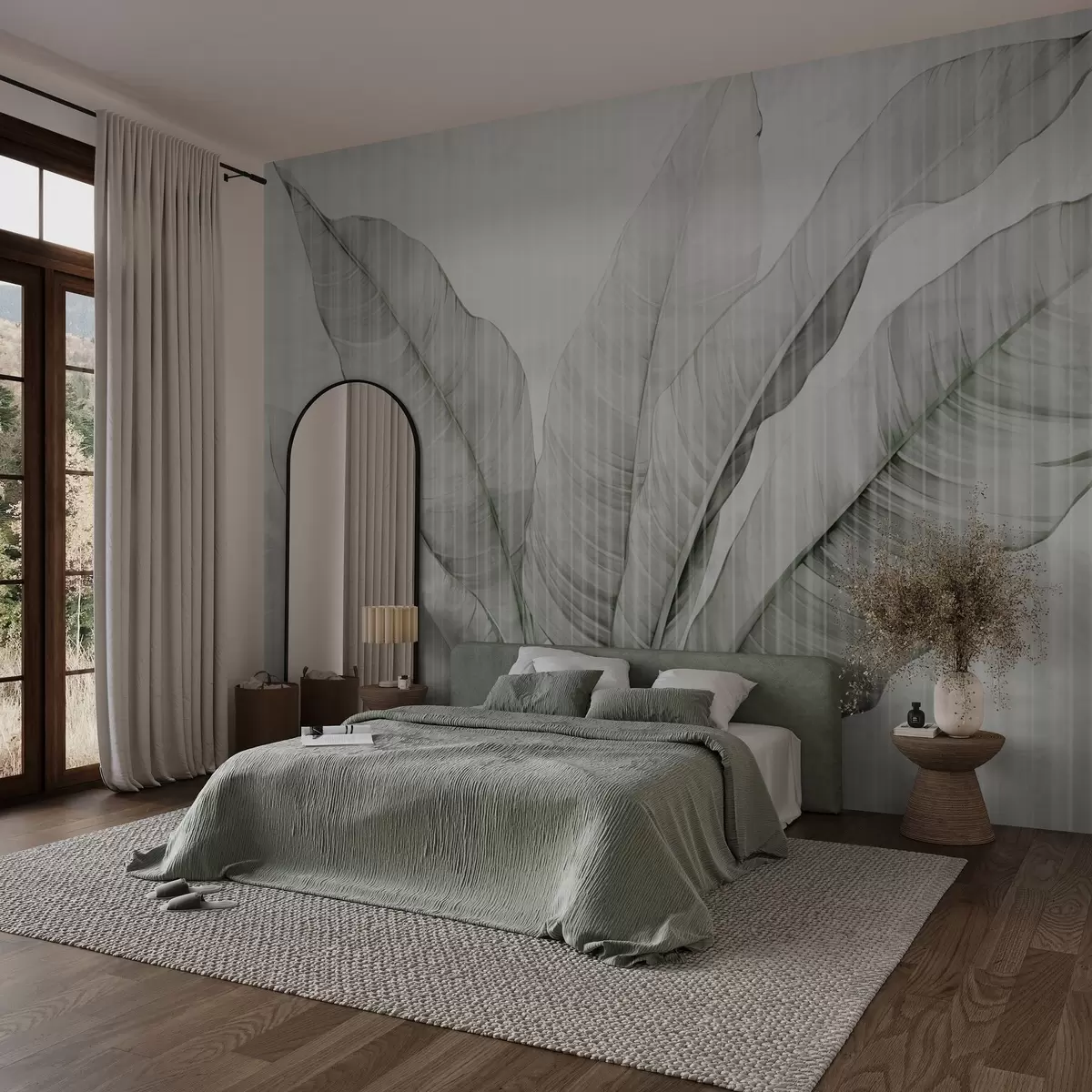 Fototapeedid Suured lehed seinal w02982v2