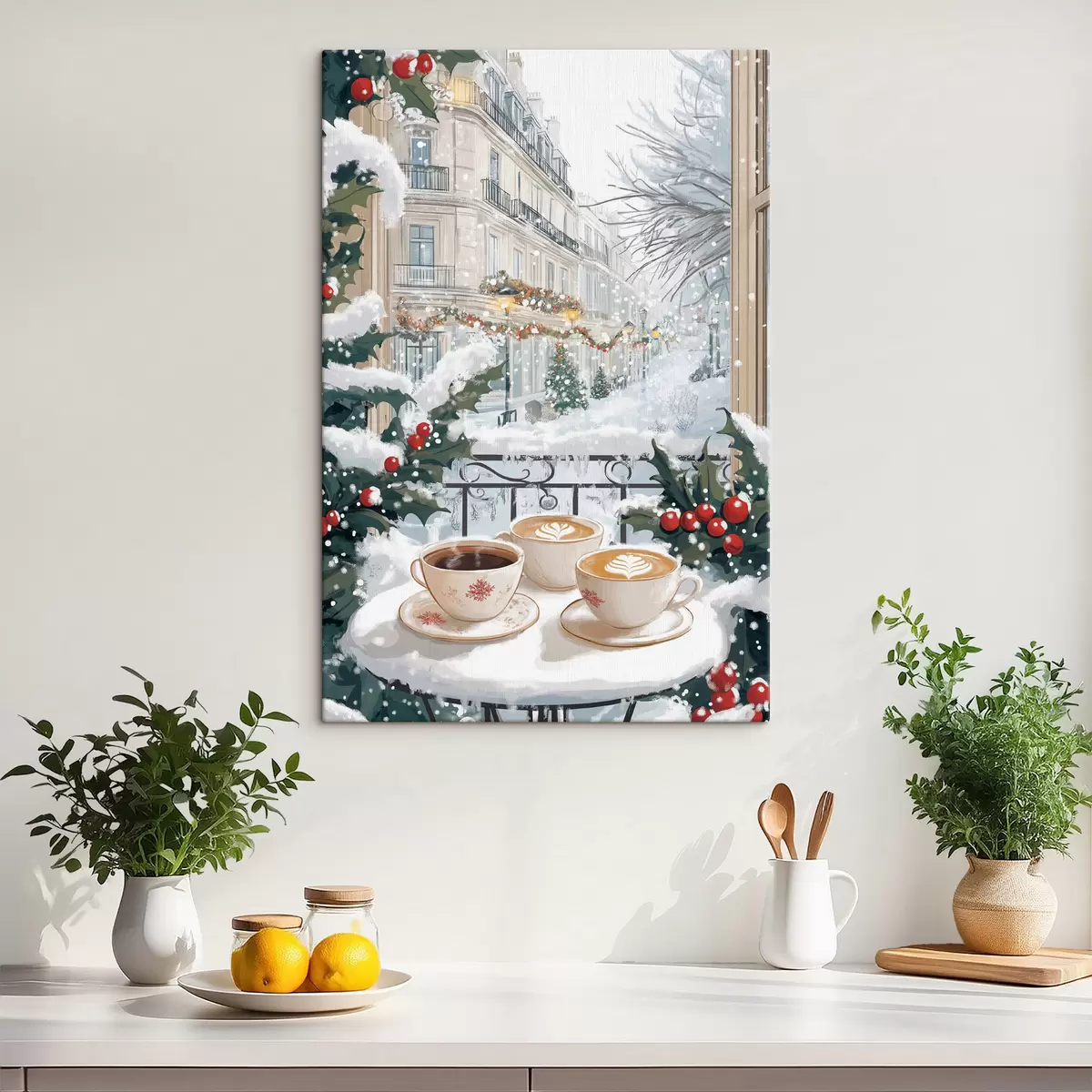 Pilt Talvine esteetika, kohvitassid, restoran, linnatänav s42794