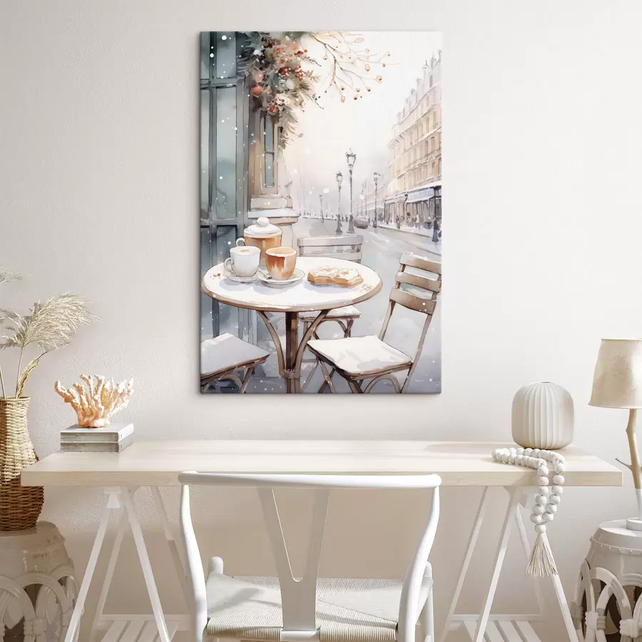 Pilt Esteetiline tänavakohvik, Prantsusmaa, värske pagariäri, akvarellistiilis joonistus s42798