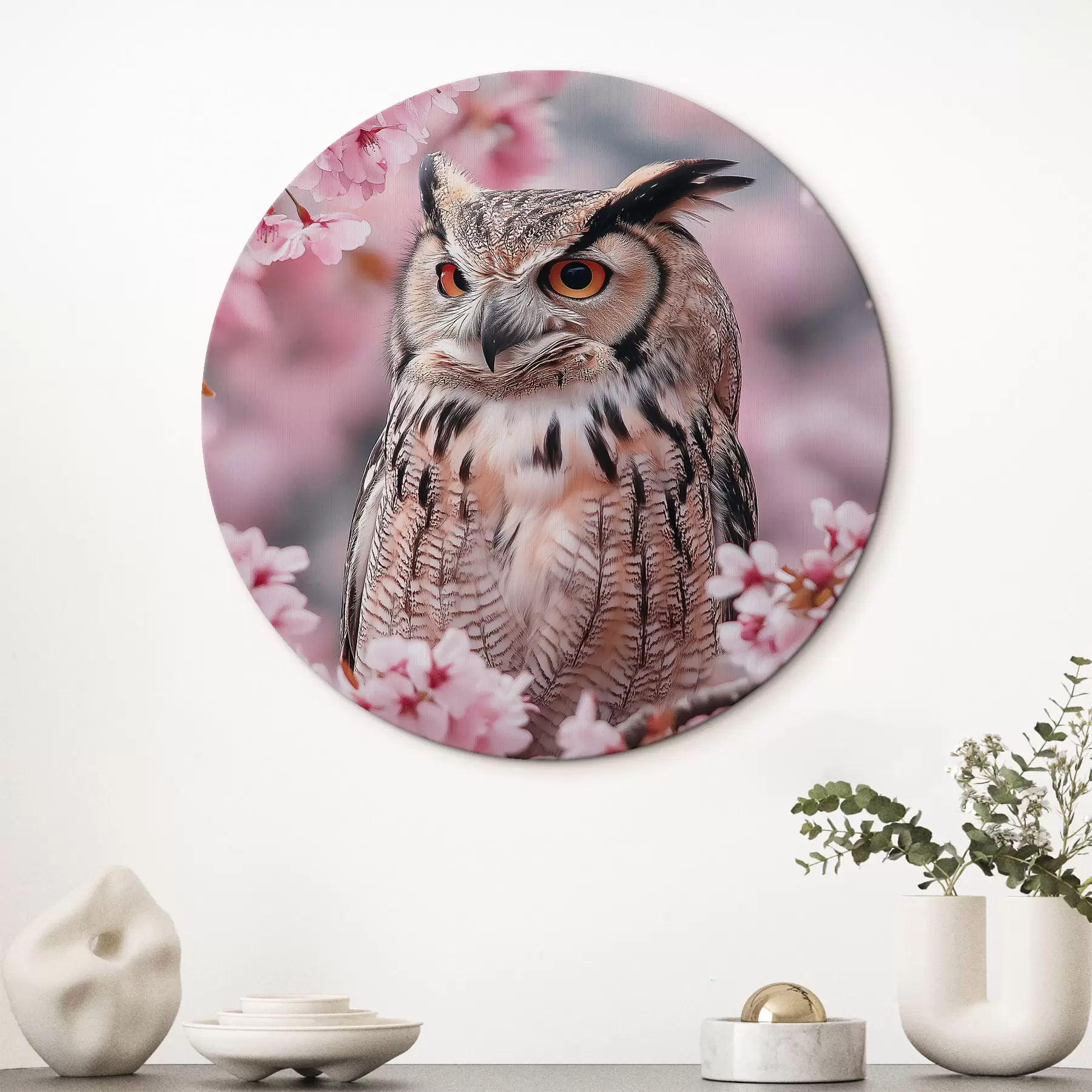 Fototapeedid Kaunis öökull kirsipuu oksal, loodus, realism r42784