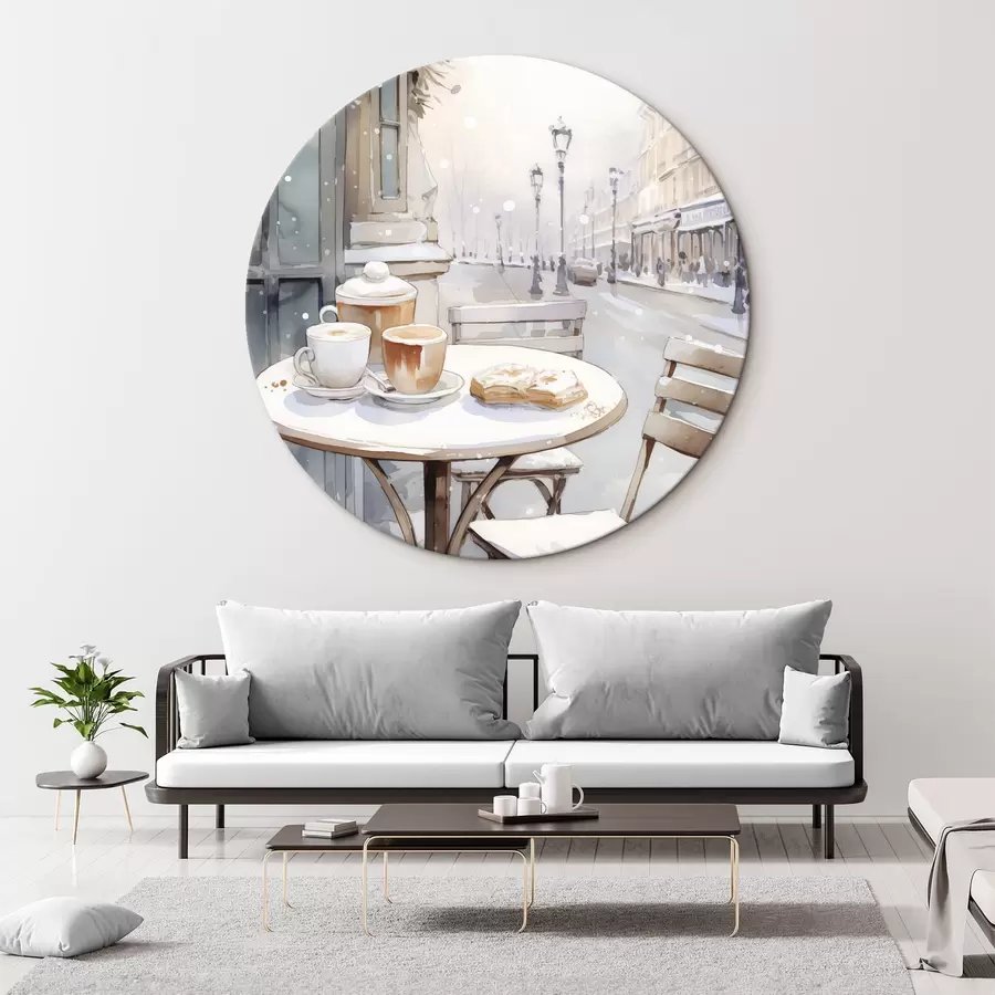 Pilt Esteetiline tänavakohvik, Prantsusmaa, värske pagariäri, akvarellistiilis joonistus r42798