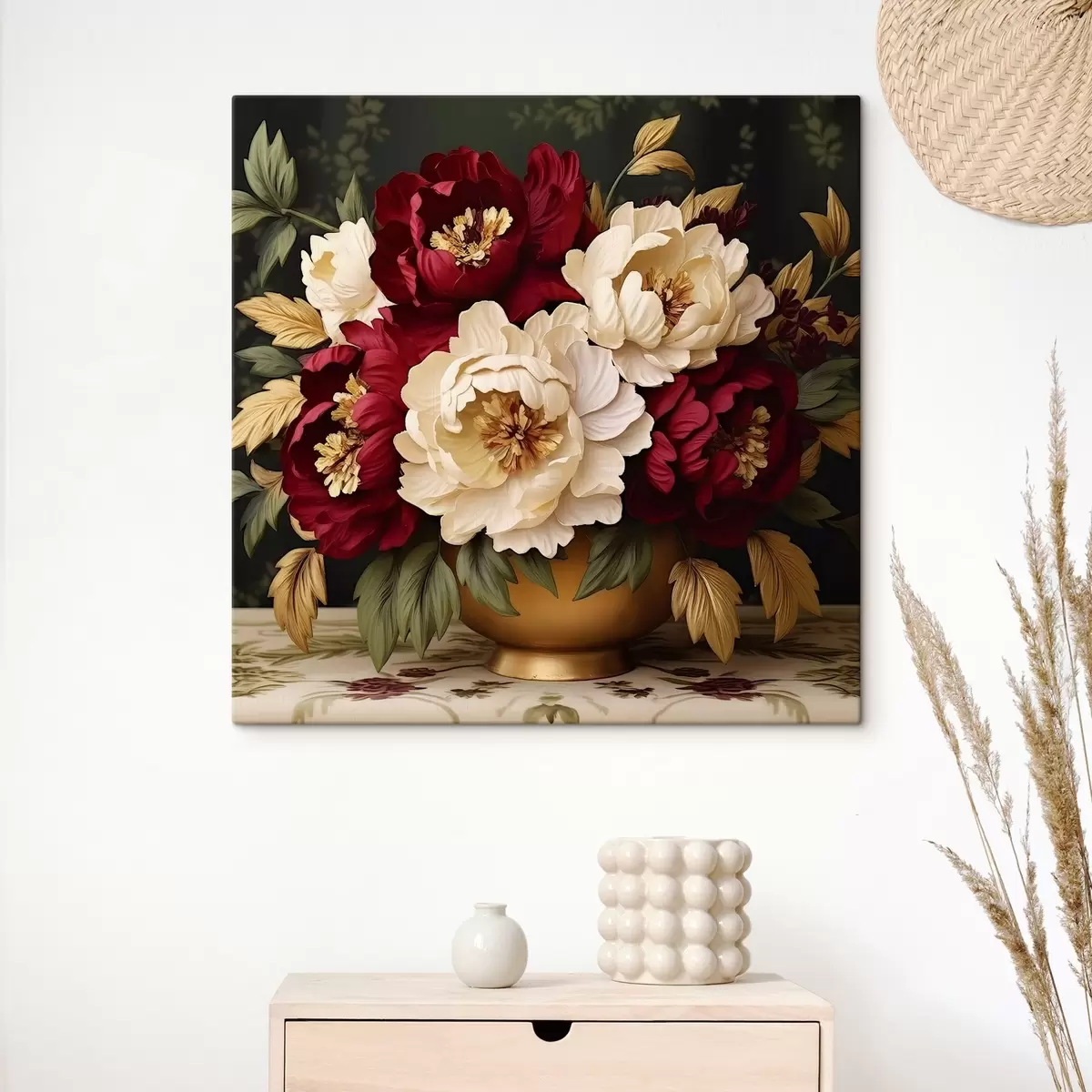 Pilt Punased ja valged pojengid vaasis s42820