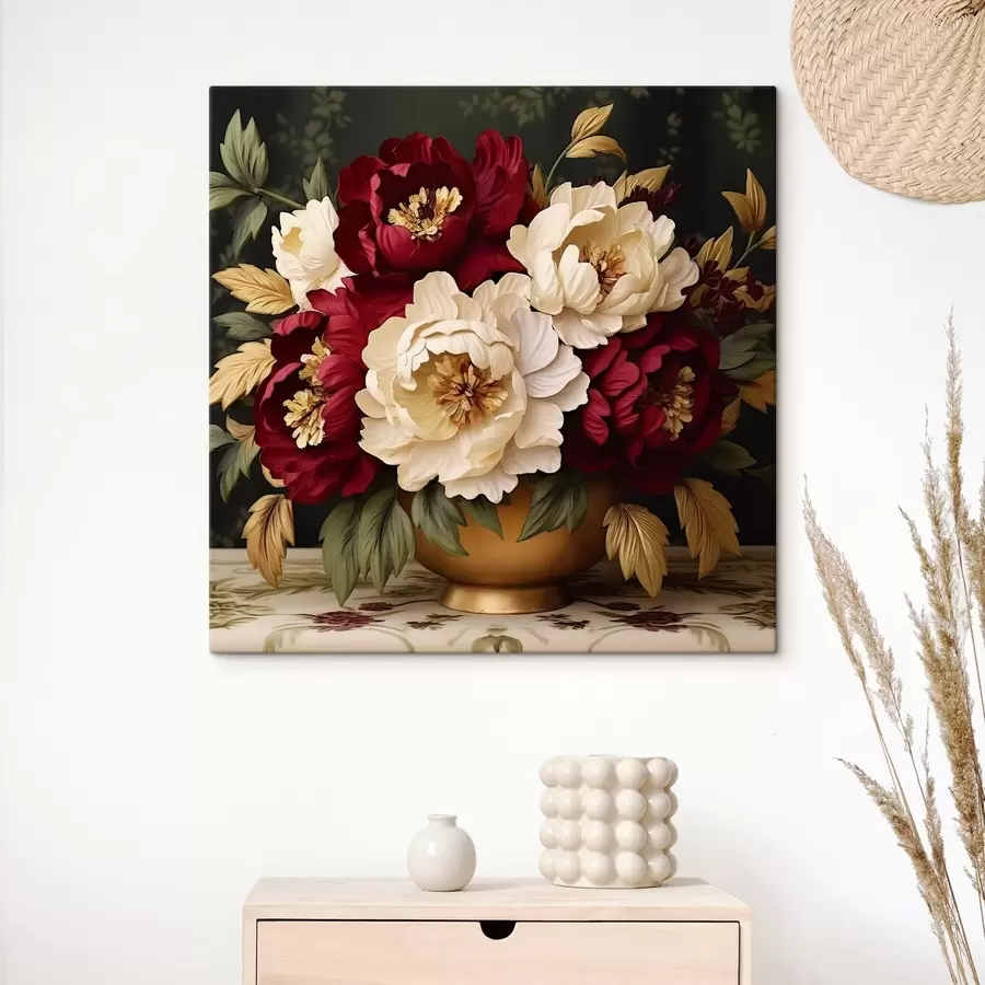 Pilt Punased ja valged pojengid vaasis s42820