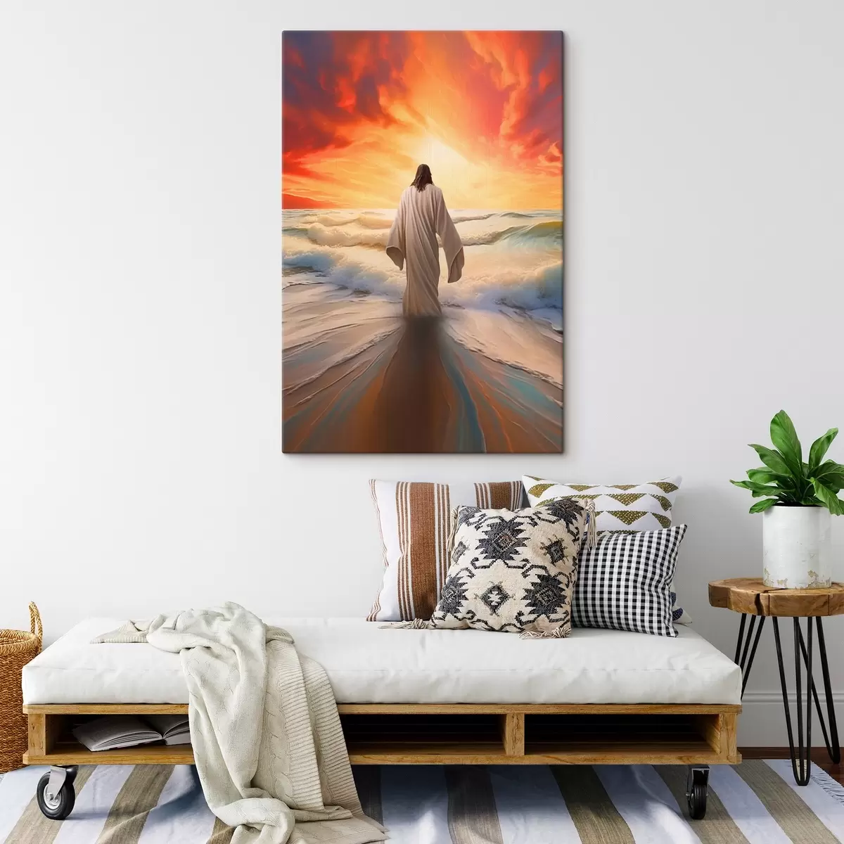 Pilt Mees vee ääres päikeseloojangu taustal s42824