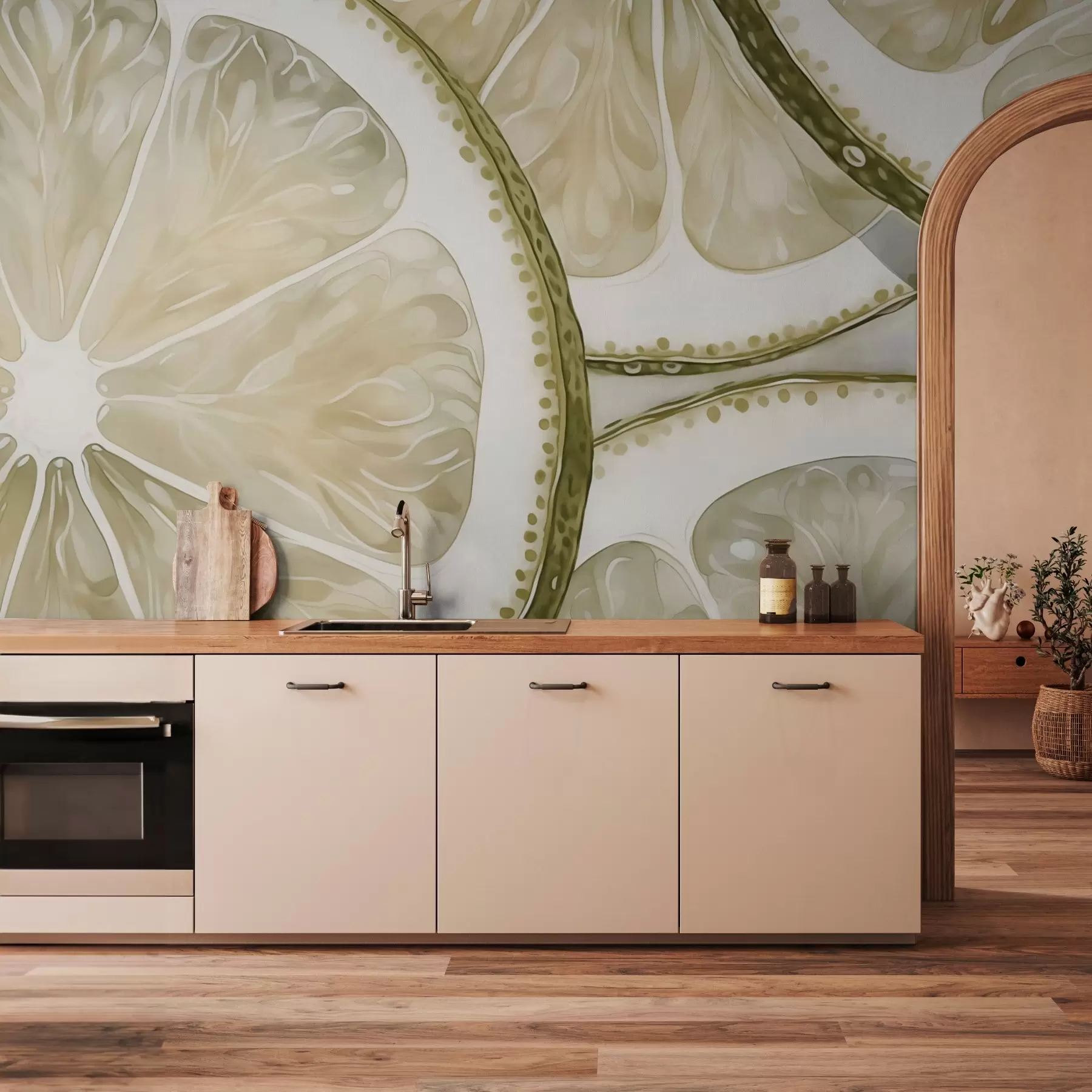 Fototapeedid Tsitrusviljade ringid vesivärvi imitatsioon  w03026v1