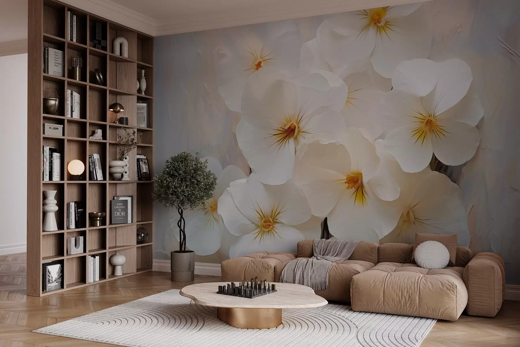 Fototapeedid Valged violetid imitatsioonimaali w03028