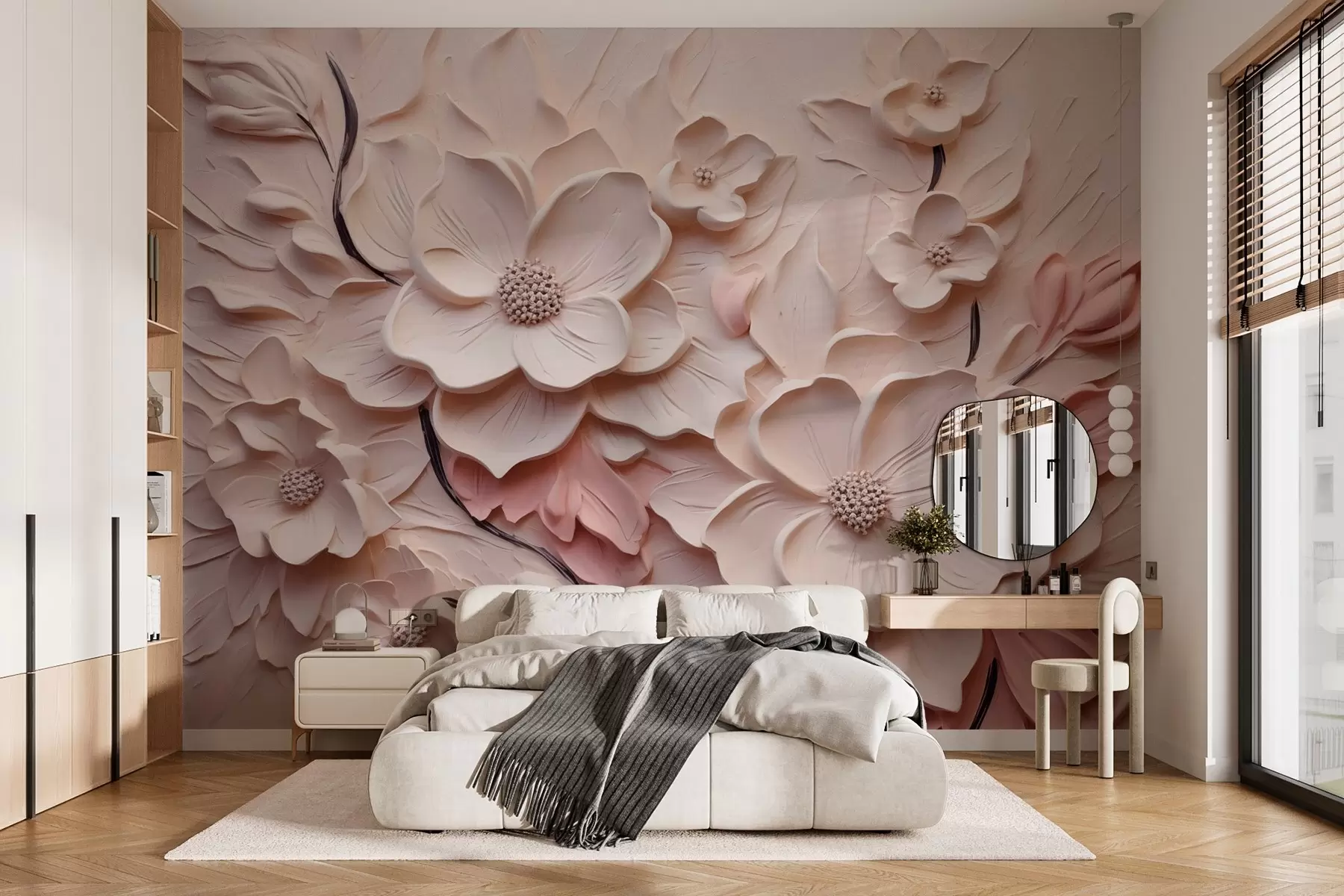 Fototapeedid Roosa abstraktne lilled imitatsiooni pintslitõmbed w03038