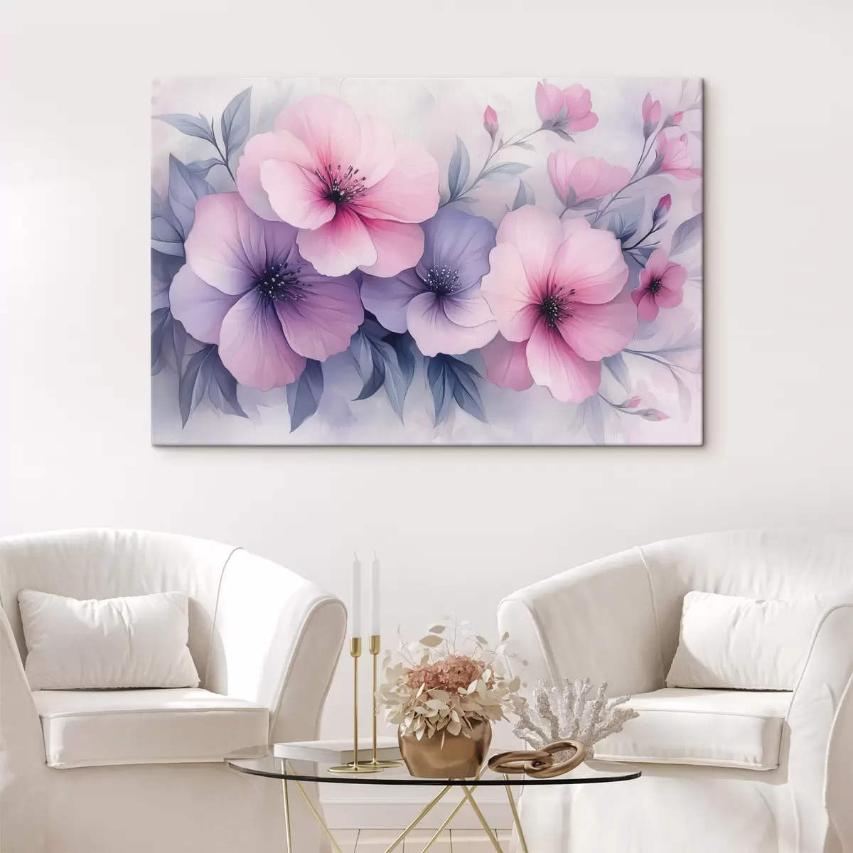 Pilt Õrnad roosad ja lillad lilled s42851