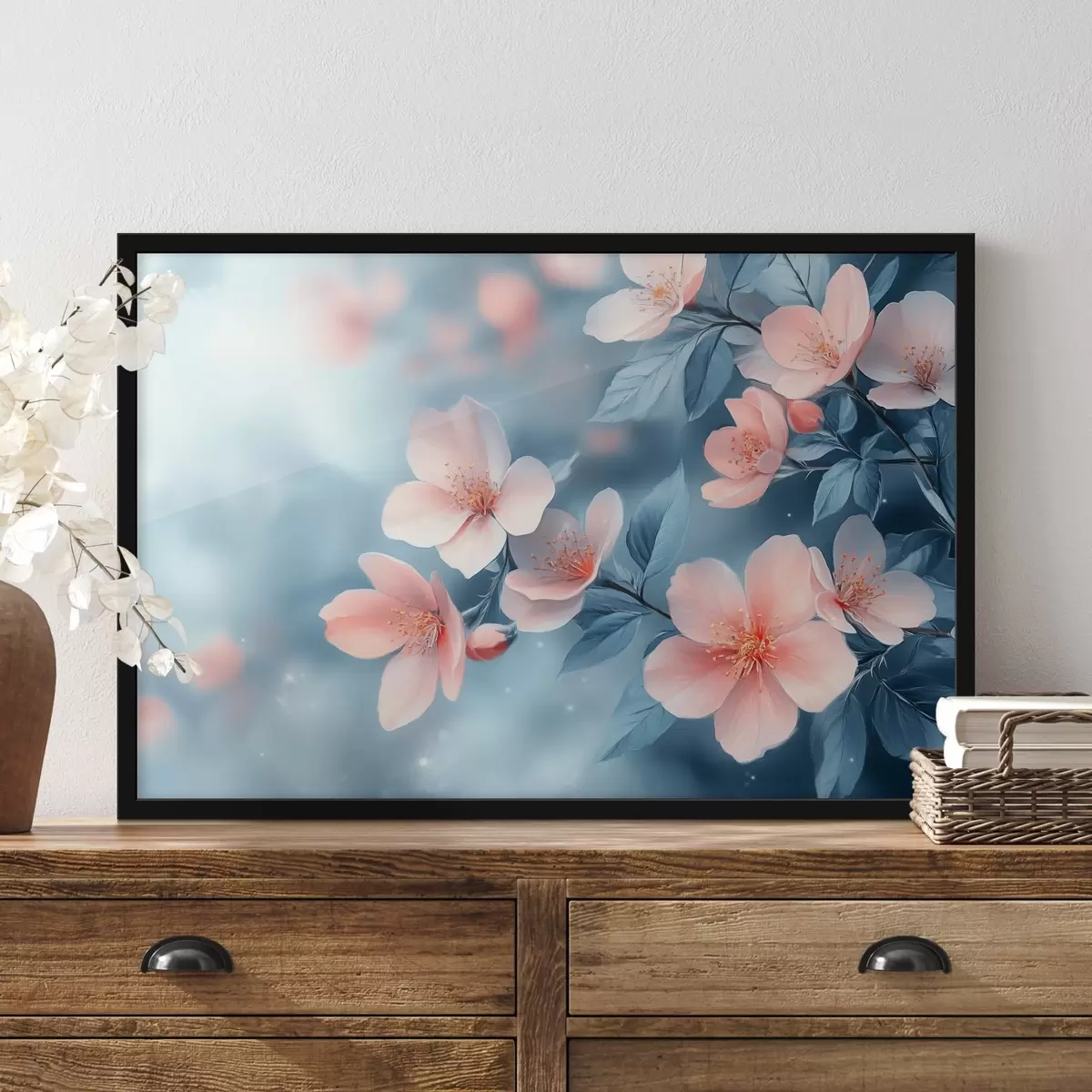 Plakat Roosad lilled sinisel taustal f42846