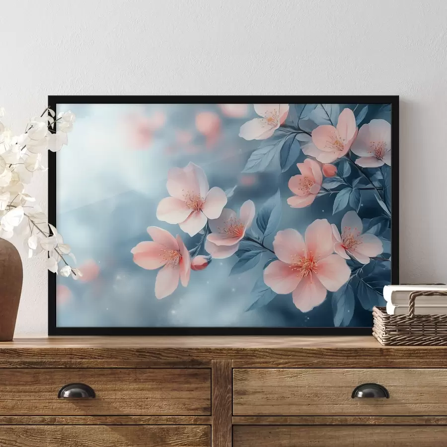 Fototapeedid Roosad lilled sinisel taustal f42846