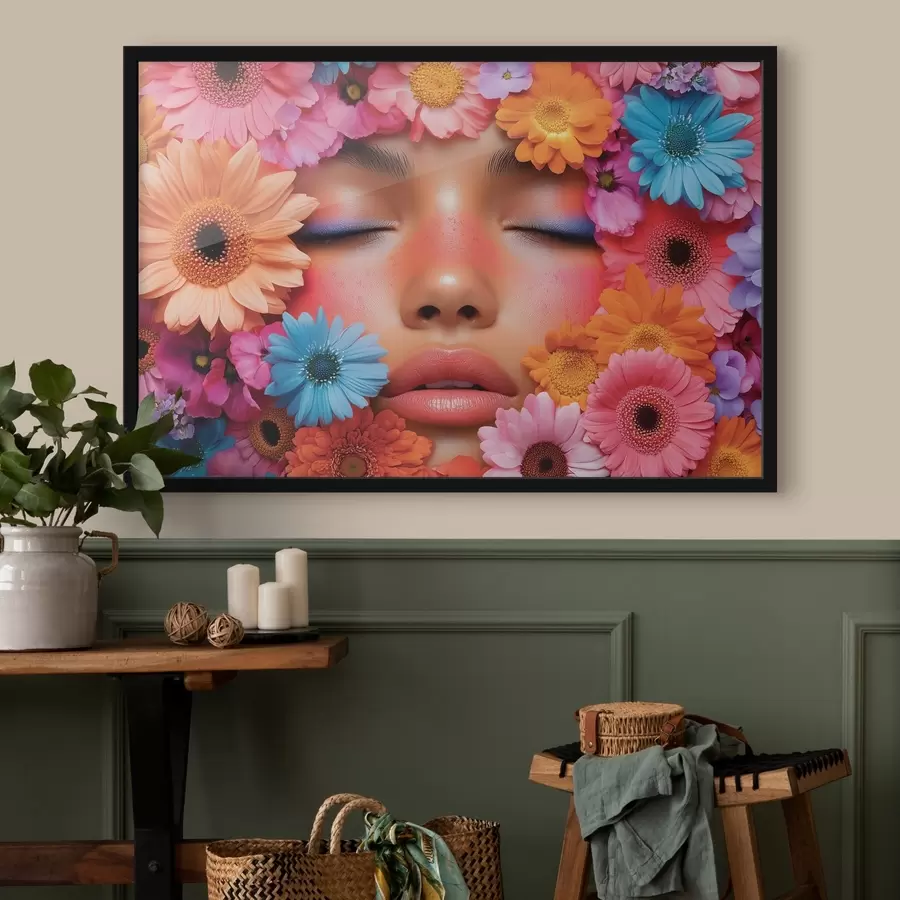 Fototapeedid Tüdruku nägu lilledega f42856