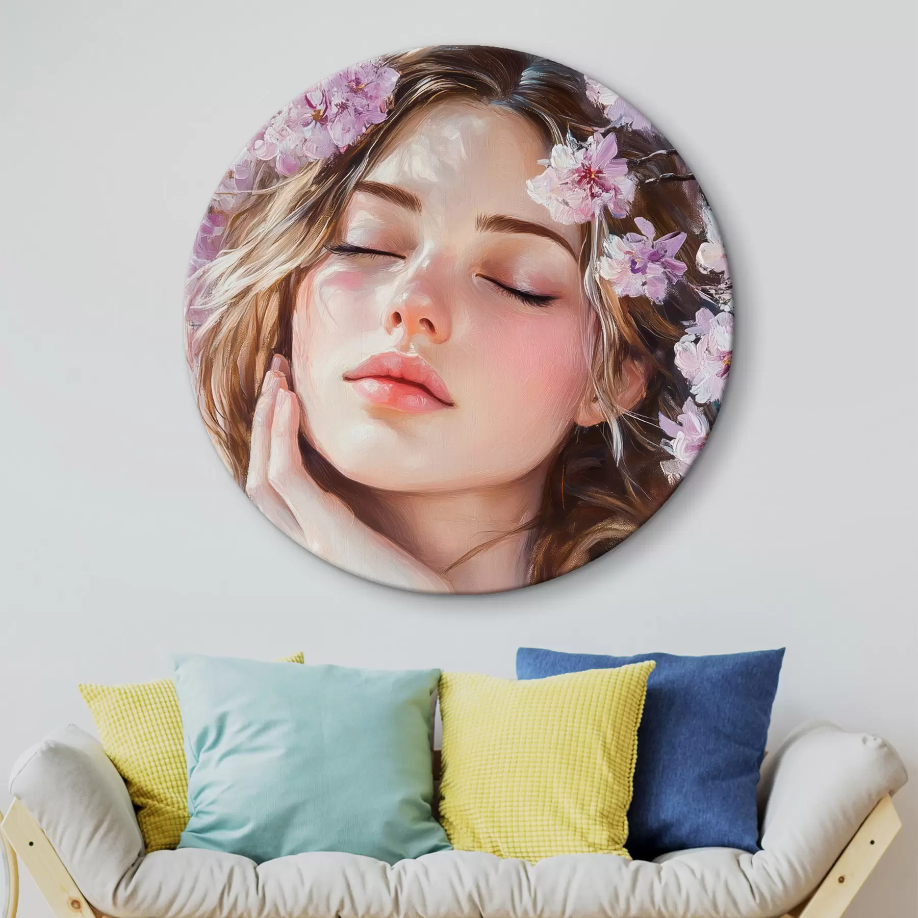 Fototapeedid Tüdruk õitsva oksa lähedal r42857