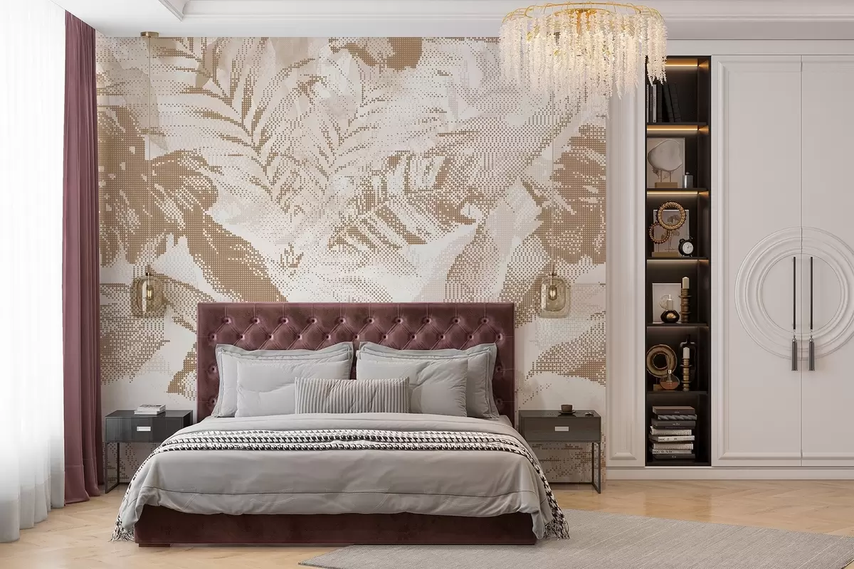 Fototapeedid Piksli muster lehtedega w02993