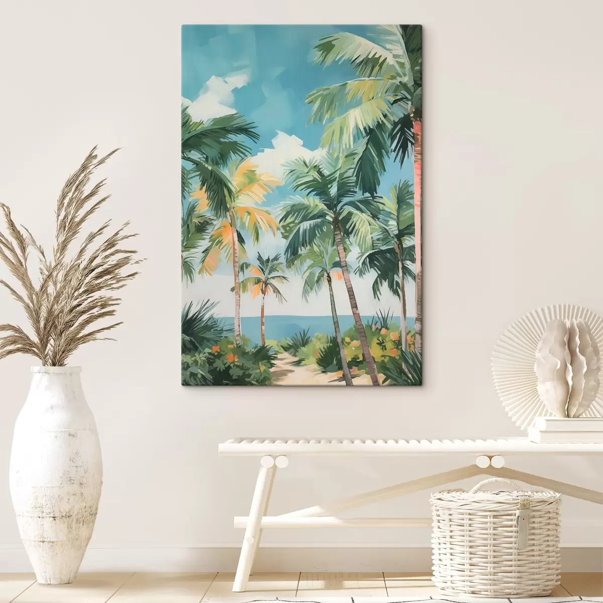 Pilt Palmipuud mere ääres imitatsiooni maalimine s42840