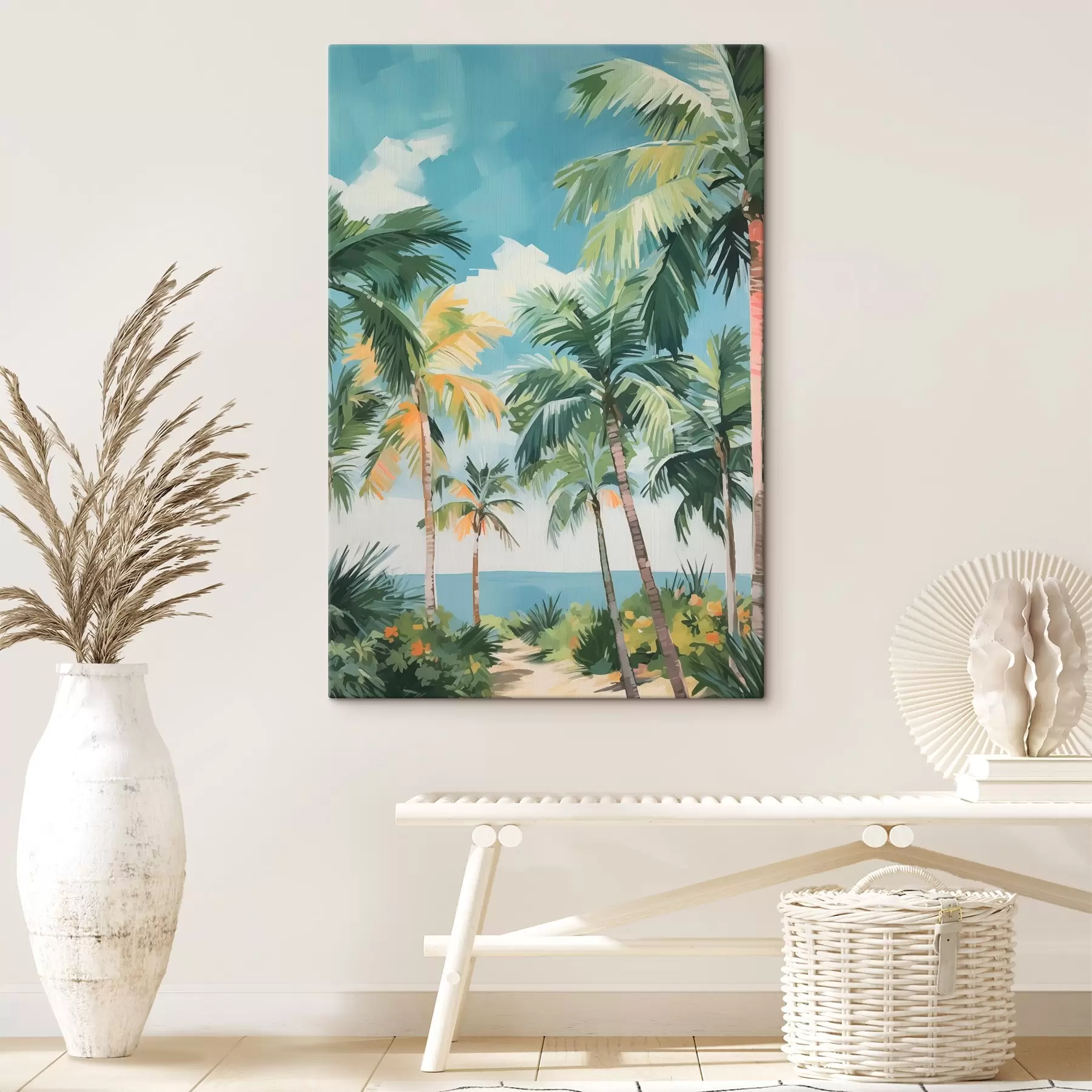 Fototapeedid Palmipuud mere ääres imitatsiooni maalimine s42840