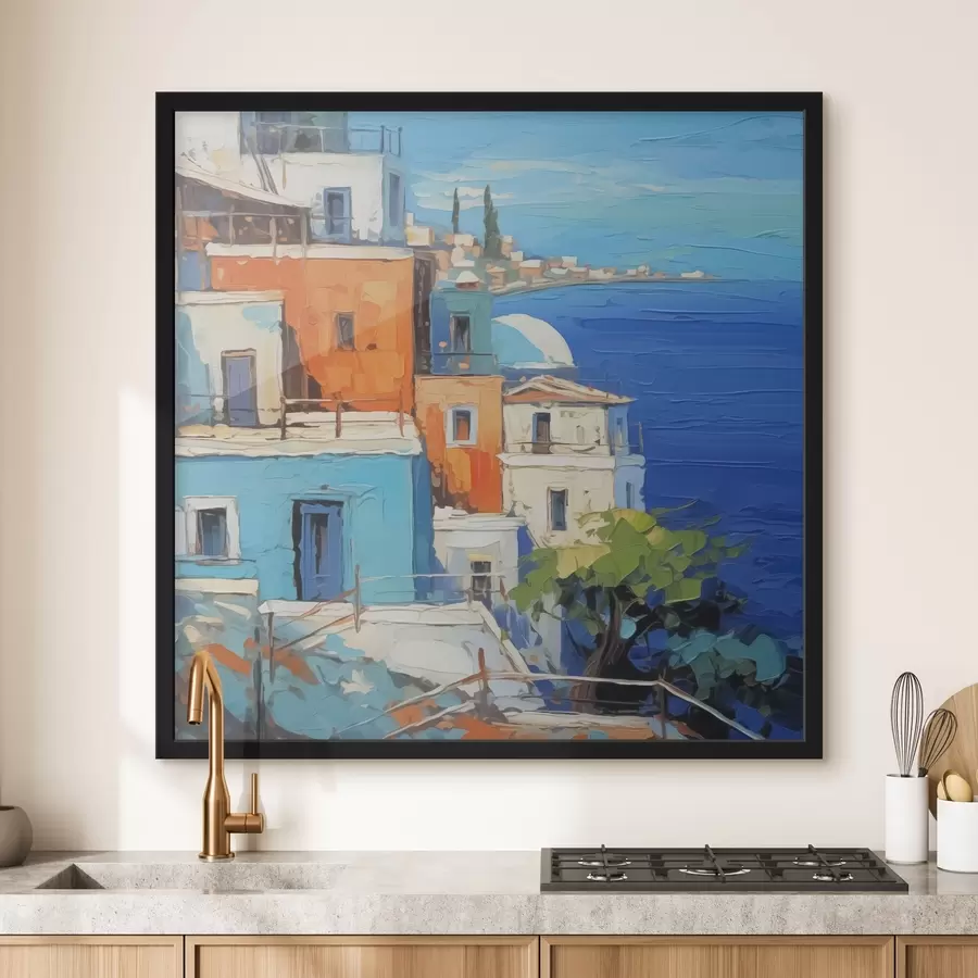 Fototapeedid Majad mere ääres imitatsioon maali lööki f42899