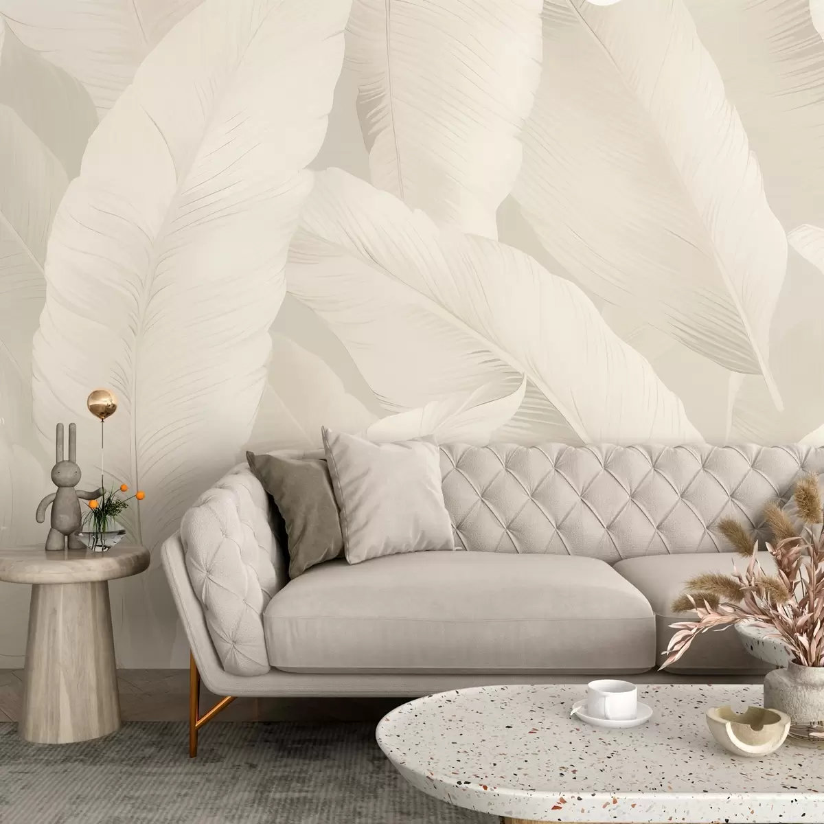 Fototapeedid Elegantne banaanileht pehmete kreemjate toonidega, w03080