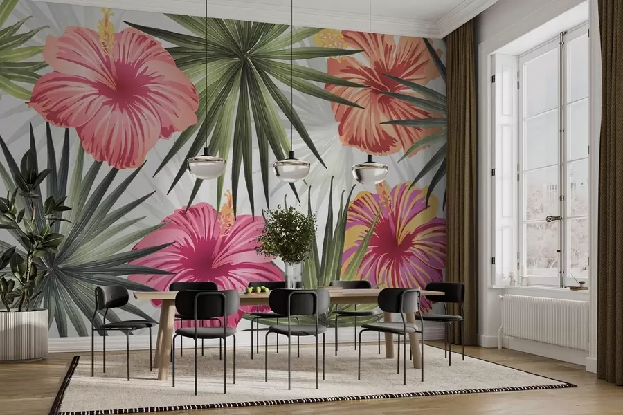 Fototapeedid Troopilised lilled ja lehed w03105