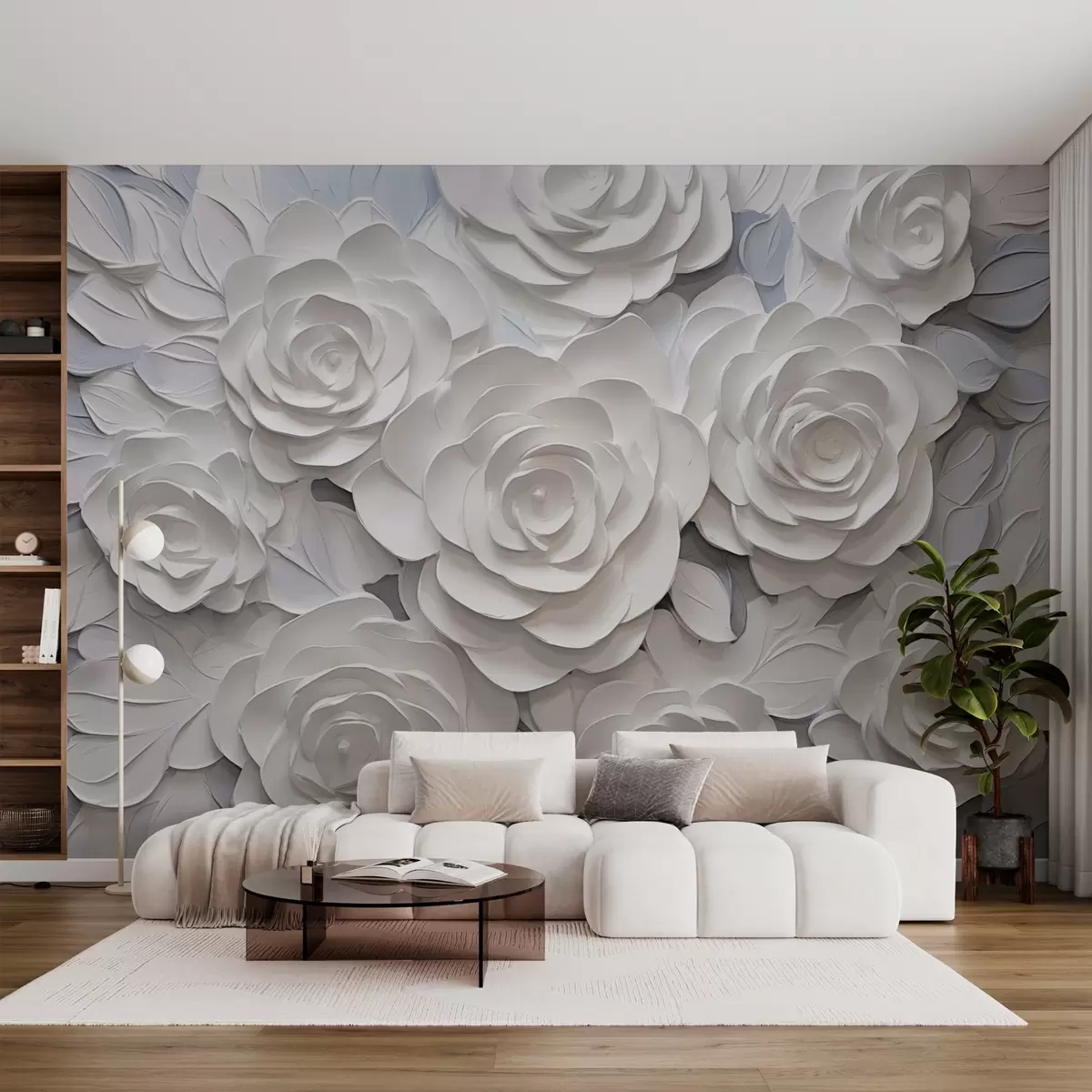 Fototapeedid Valged abstraktsed roosid w03070