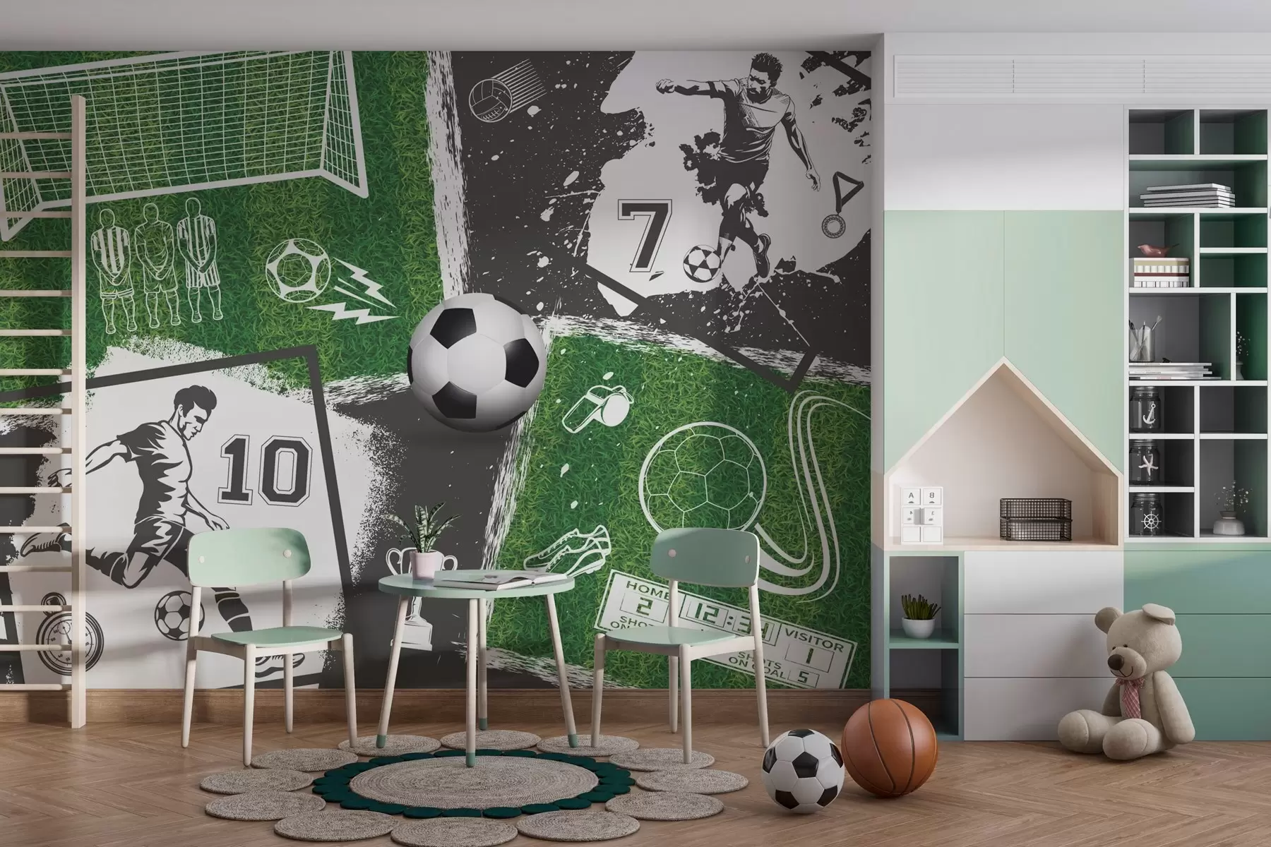 Fototapeedid Jalgpallurid, pall ja väljak w03121