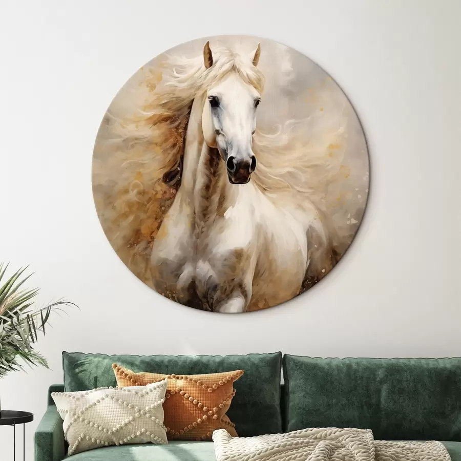 Pilt Maaliline portree valgest hobusest liikumises r42932