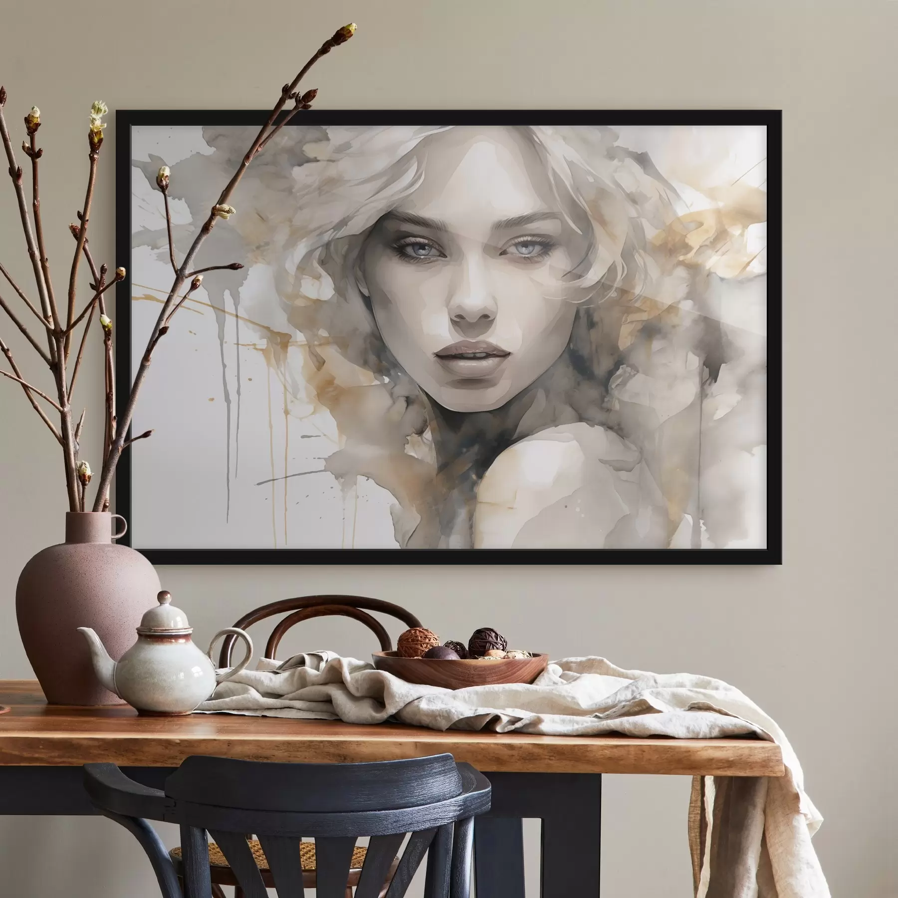 Pilt Elegantne kunstiline portree naisest akvarellistiilis f42928