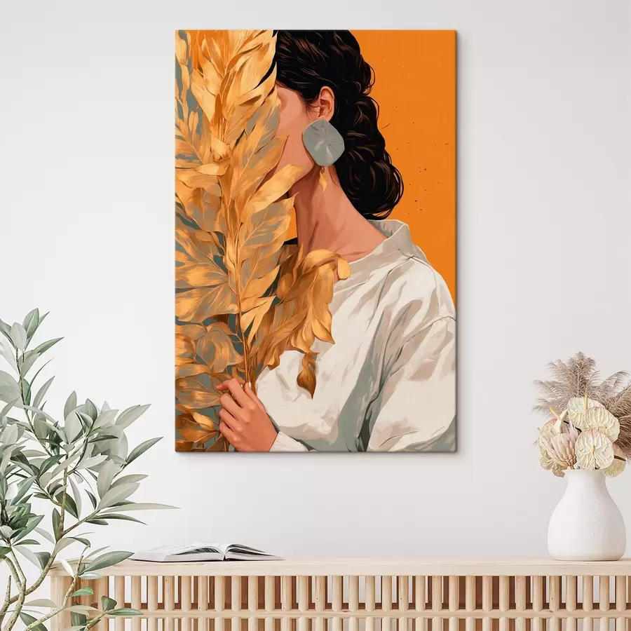 Pilt Tüdruk troopiliste lehtedega s42765