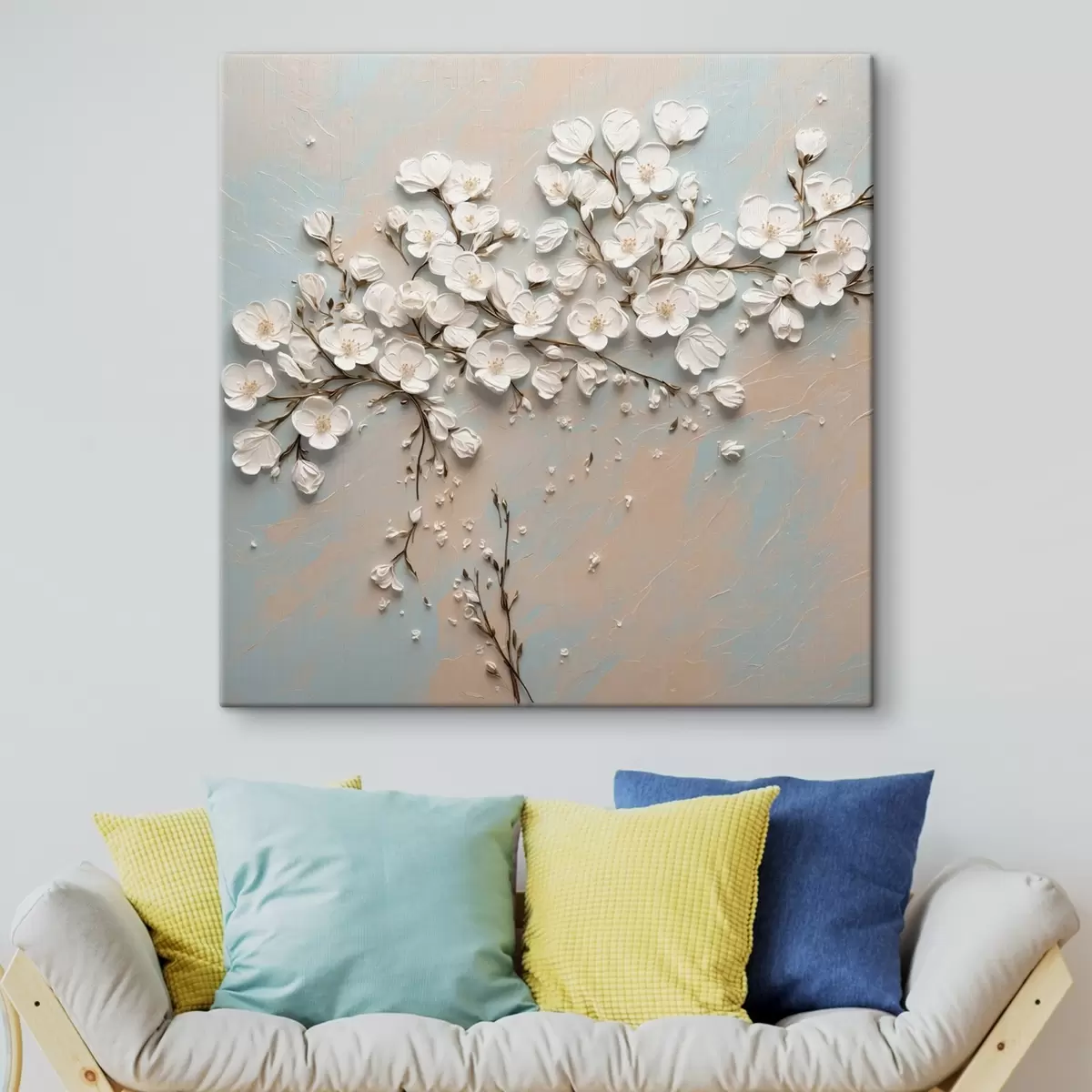 Pilt Valged väikesed lilled akrüülmaali stiilis s42921