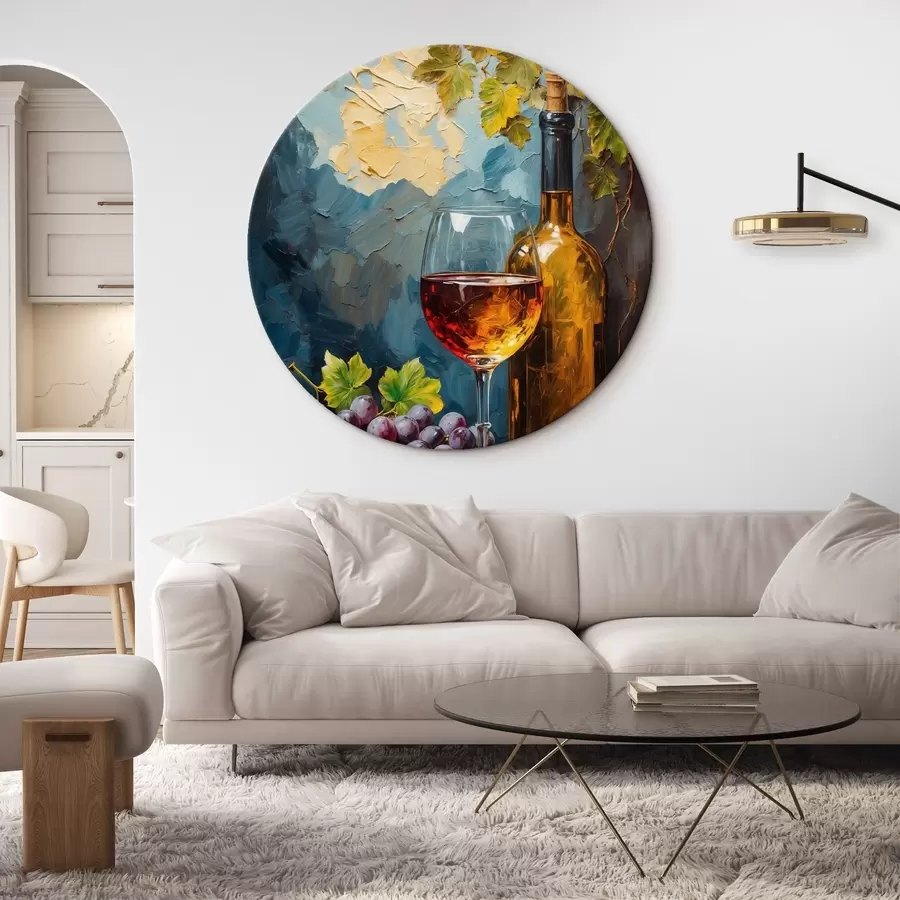 Pilt Graper, glarr ja veinipudel abrtract akrüül taustal r42772