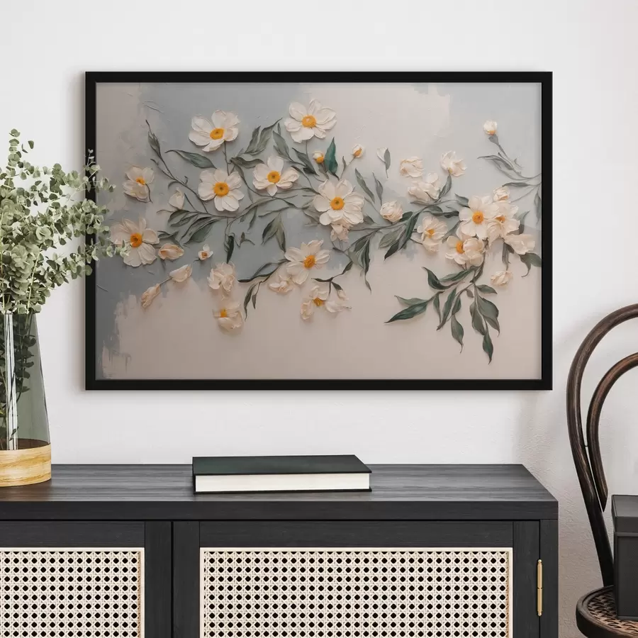 Fototapeedid Valge floweff ja leavef valge ja gfay backgfound f42764