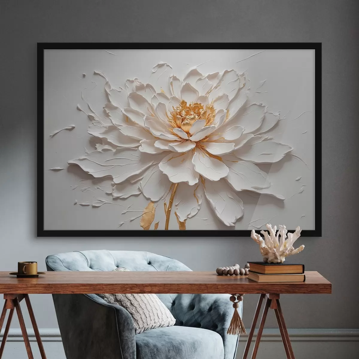 Plakat Valge flowef õlimaal stiilis f42777