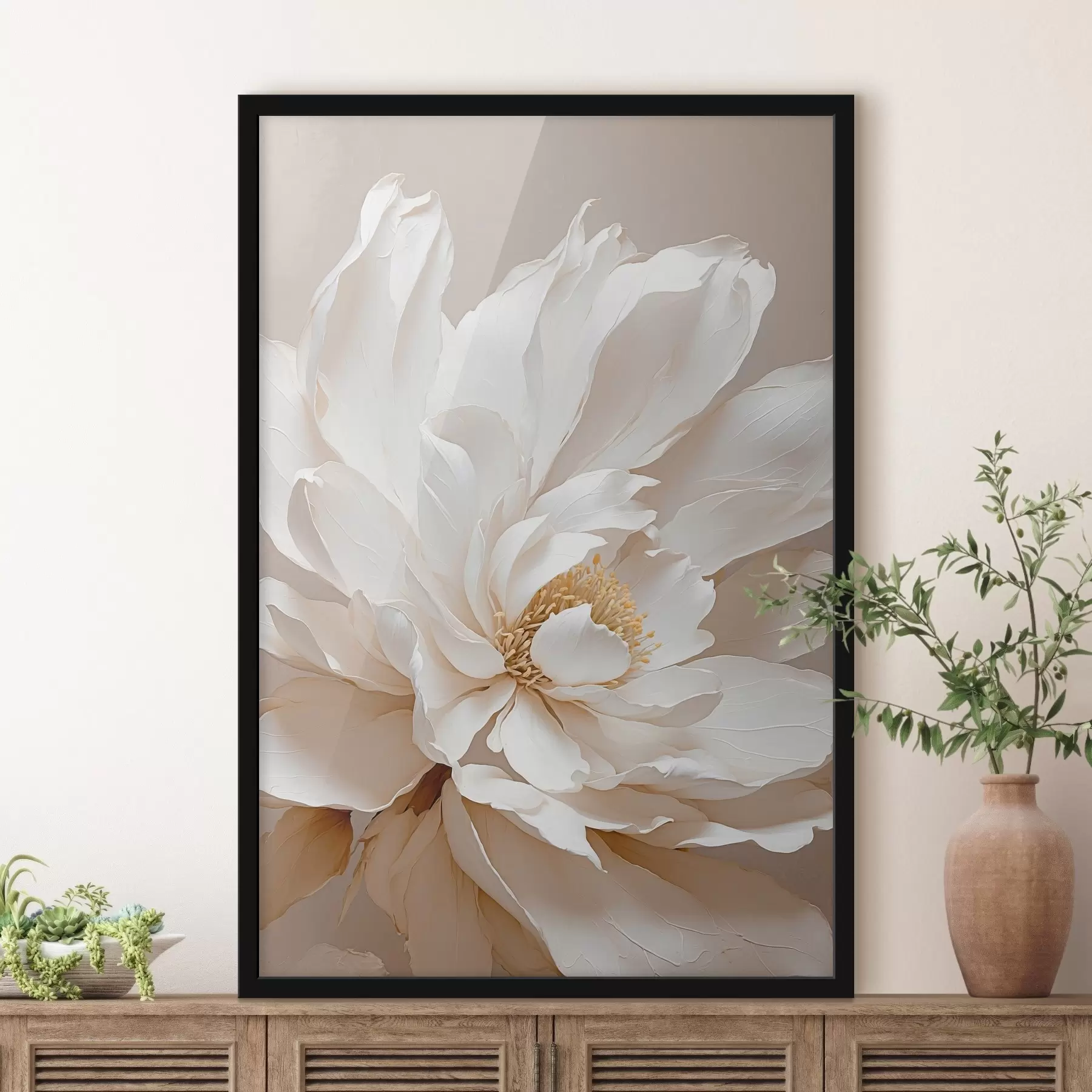 Fototapeedid Valge flowef beežil taustal f42778