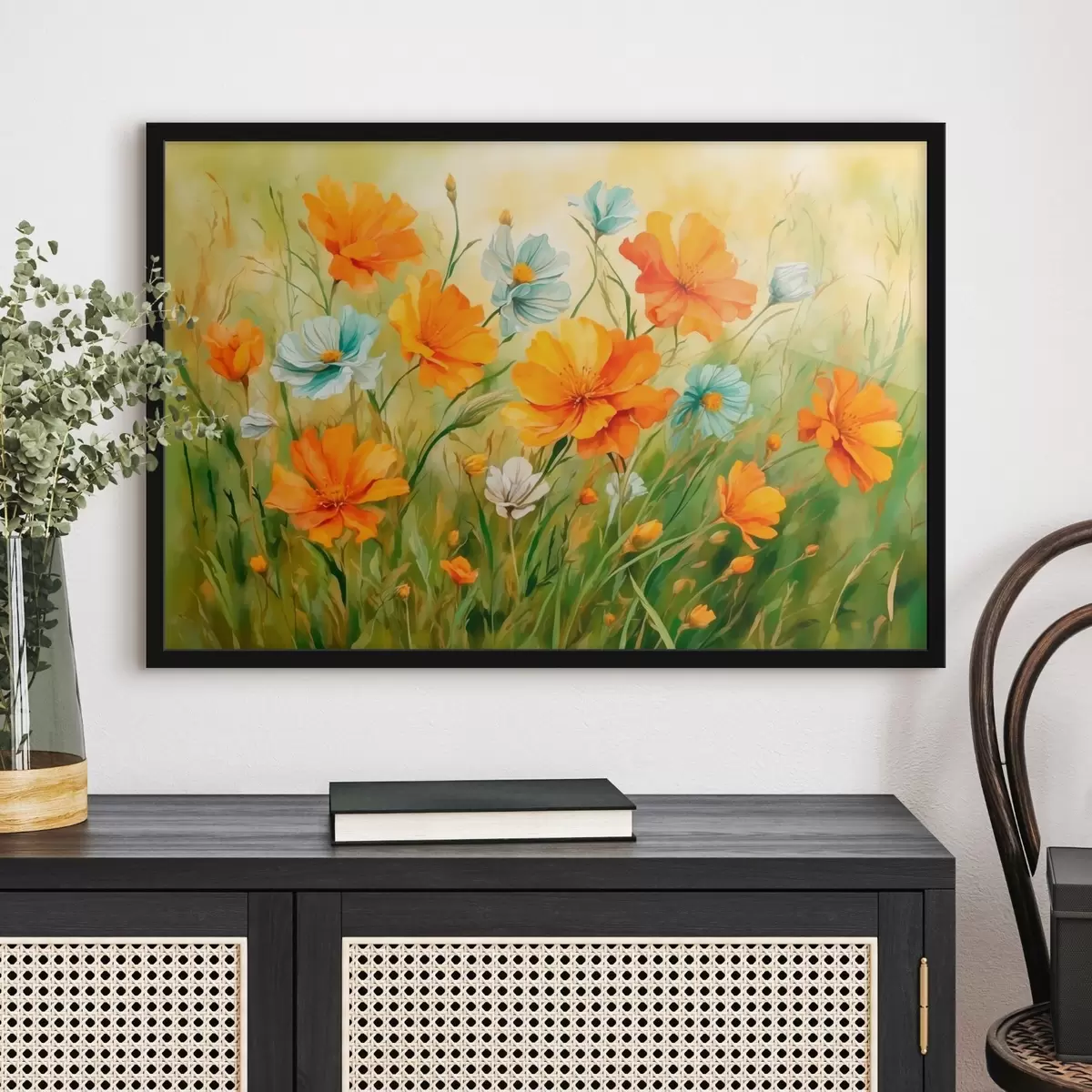 Plakat Floweffi ja plantf väli watefcolof maalimise ftyle'is f42916