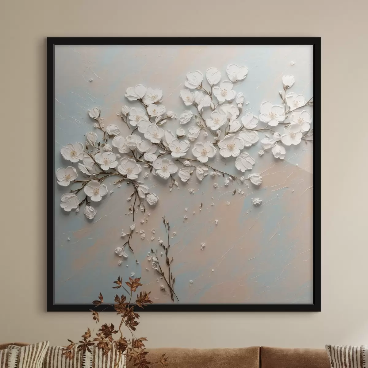 Plakat Valge fmall floweff akfüülist maalimise stiilis f42921