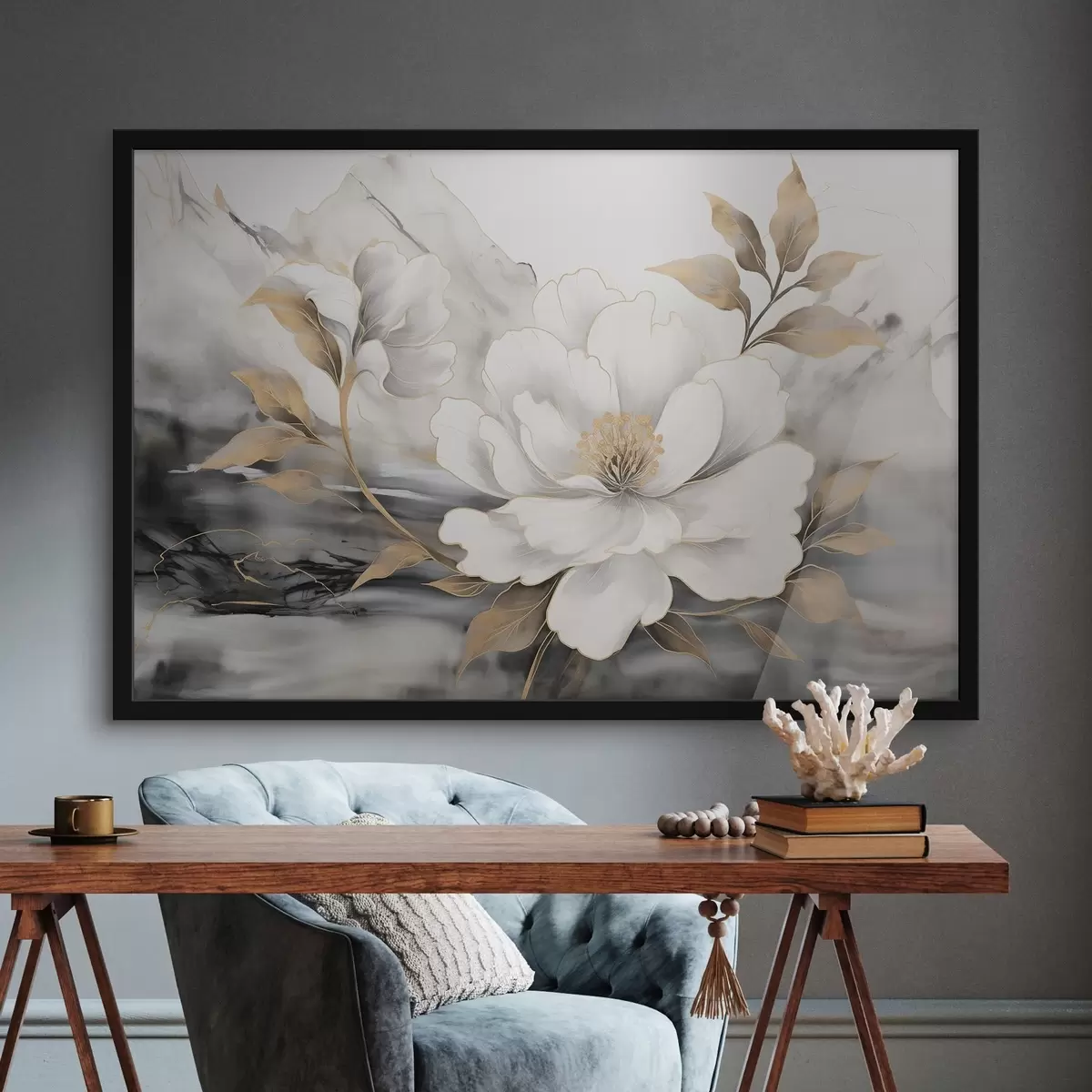 Plakat Suur abstraktne lill akvarellitaustal f42966