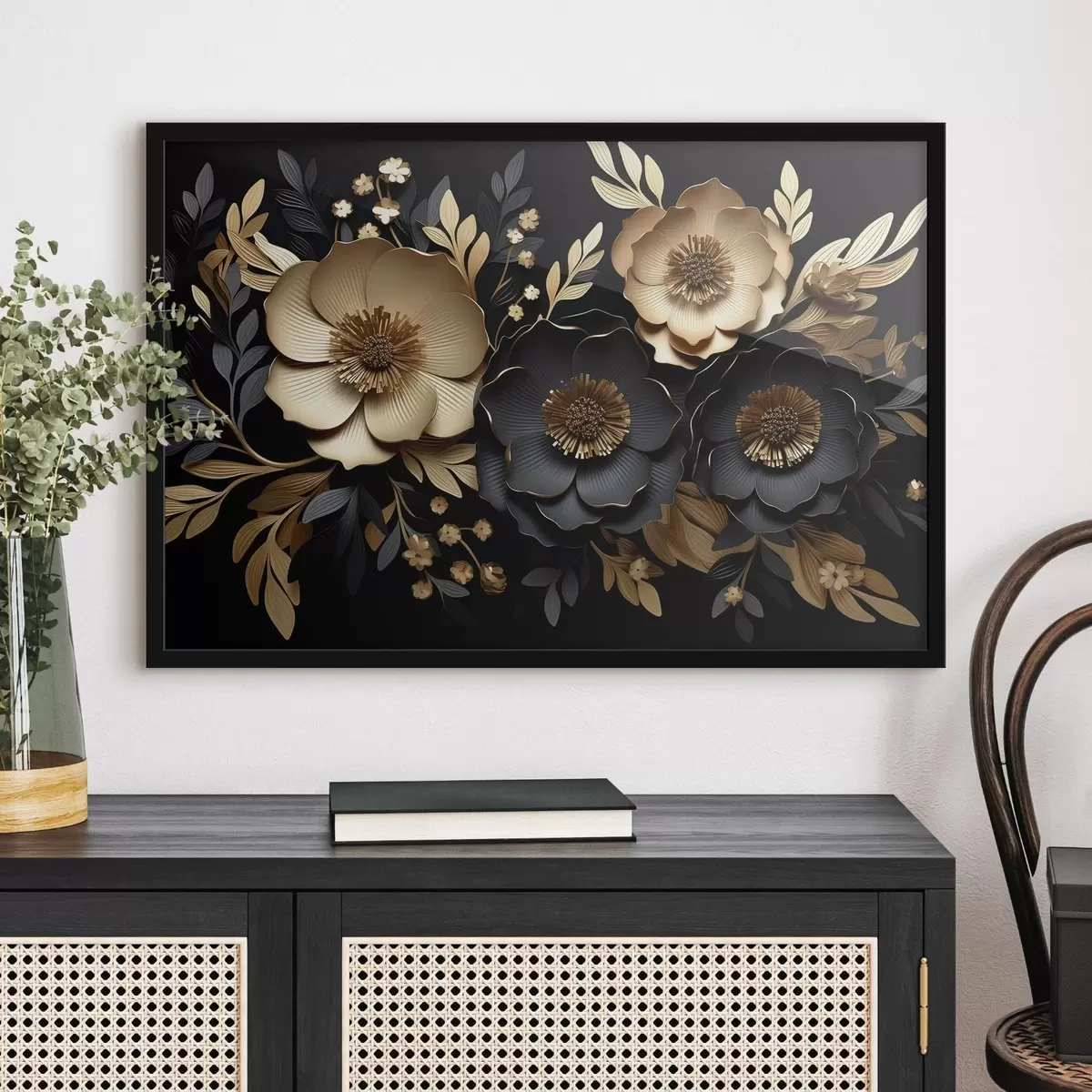 Plakat Ilusad lilled tumedal taustal f42968