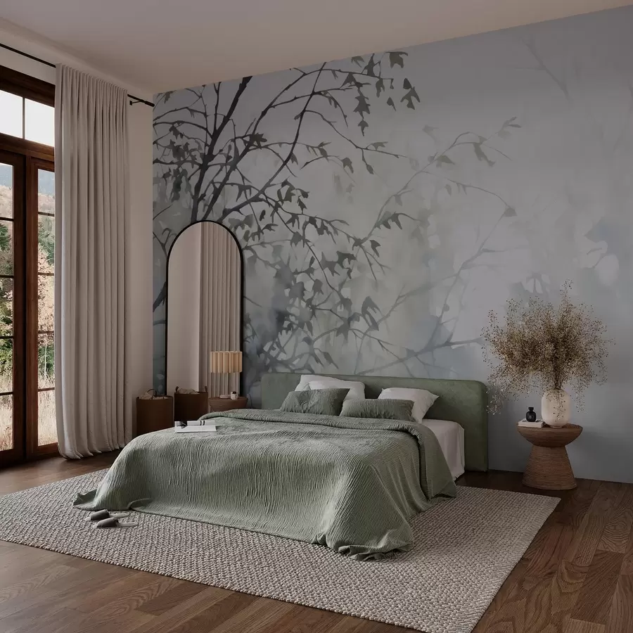 Fototapeedid Siluettide puu oksad ja varjud imitatsioon akvarellil w03175