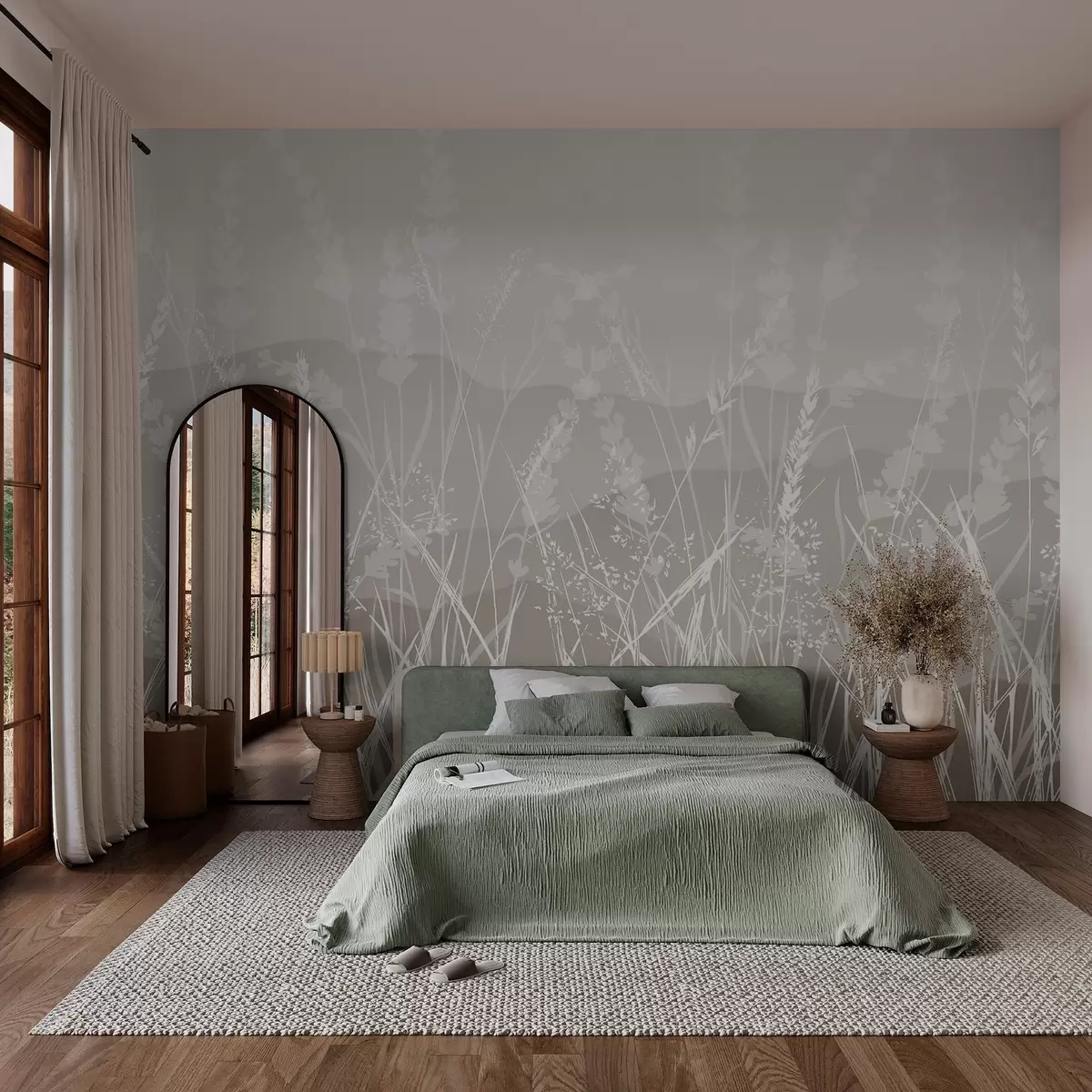 Fototapeedid Abstraktne pilt muru ja metslilled w03133