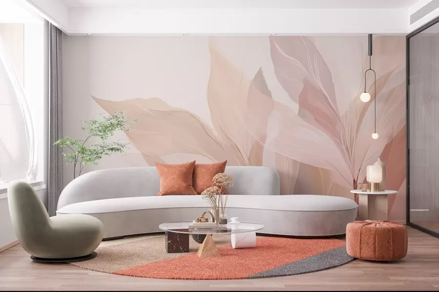 Fototapeedid Abstraktne pilt lehtedest heledates värvides w03135